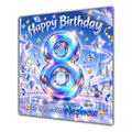 Nephew 8th Birthday Card Iridescent Effect Number Stars