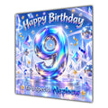 Nephew 9th Birthday Card Iridescent Effect Number Stars
