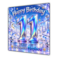 Nephew 11th Birthday Card Iridescent Effect Number Stars
