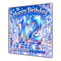 Nephew 12th Birthday Card Iridescent Effect Number Stars
