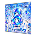 Boy 8th Birthday Card Iridescent Effect Number Stars