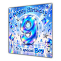 Boy 9th Birthday Card Iridescent Effect Number Stars