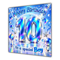 Boy 10th Birthday Card Iridescent Effect Number Stars