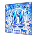 Boy 11th Birthday Card Iridescent Effect Number Stars