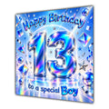 Boy 13th Birthday Card Iridescent Effect Number Stars