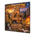 Grandson 4th Birthday Card Camping Bear Mountains Adventure