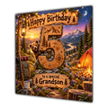 Grandson 5th Birthday Card Camping Bear Mountains Adventure