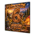 Grandson 6th Birthday Card Camping Bear Mountains Adventure