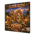 Son 10th Birthday Card Camping Dog Mountains Adventure