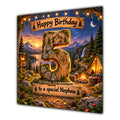 Nephew 5th Birthday Card Camping Mountains Adventure
