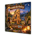 Boy 4th Birthday Card Camping Woodland Animals