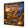 Boy 12th Birthday Card Camping Woodland Animals