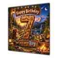 Boy 7th Birthday Card Camping Woodland Animals