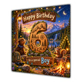 Boy 6th Birthday Card Camping Woodland Animals