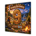 Boy 9th Birthday Card Camping Woodland Animals