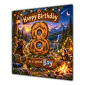 Boy 8th Birthday Card Camping Woodland Animals