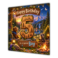 Boy 5th Birthday Card Camping Woodland Animals