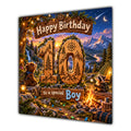 Boy 10th Birthday Card Camping Woodland Animals
