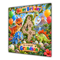Grandson 4th Birthday Card Cute Dinosaurs Balloons
