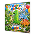 Nephew 1st Birthday Card Cute Dinosaurs Balloons