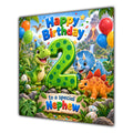 Nephew 2nd Birthday Card Cute Dinosaurs Balloons