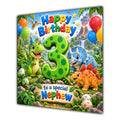 Nephew 3rd Birthday Card Cute Dinosaurs Balloons