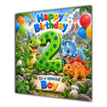 Boy 2nd Birthday Card Cute Dinosaurs Balloons
