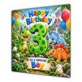 Boy 3rd Birthday Card Cute Dinosaurs Balloons