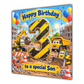 Son 3rd Birthday Card Construction Diggers