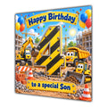 Son 4th Birthday Card Construction Diggers