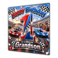 Grandson 1st Birthday Card Racing Cars