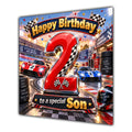 Son 2nd Birthday Card Racing Cars