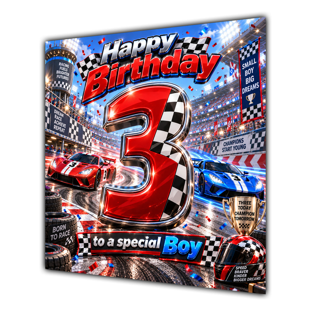 Boy 3rd Birthday Card Racing Cars