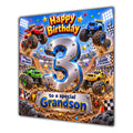 Grandson 3rd Birthday Card Monster Trucks