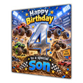 Son 4th Birthday Card Monster Trucks