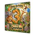 Grandson 3rd Birthday Card Jungle Safari Animals