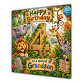Grandson 4th Birthday Card Jungle Safari Animals