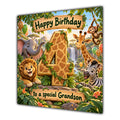 Grandson 4th Birthday Card Jungle Safari Animals