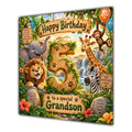 Grandson 5th Birthday Card Jungle Safari Animals