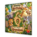 Grandson 6th Birthday Card Jungle Safari Animals