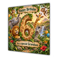 Grandson 6th Birthday Card Jungle Safari Animals