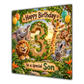 Son 3rd Birthday Card Jungle Safari Animals