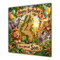 Son 4th Birthday Card Jungle Safari Animals
