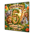 Son 5th Birthday Card Jungle Safari Animals