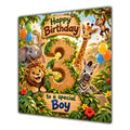 Boy 3rd Birthday Card Jungle Safari Animals