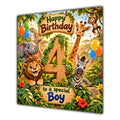 Boy 4th Birthday Card Jungle Safari Animals