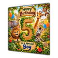 Boy 5th Birthday Card Jungle Safari Animals