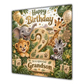 Grandson 2nd Birthday Card Green Gold Safari Animals