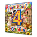 Grandson 4th Birthday Card Farm Animals Barn