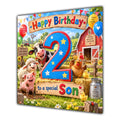 Son 2nd Birthday Card Farm Animals Barn